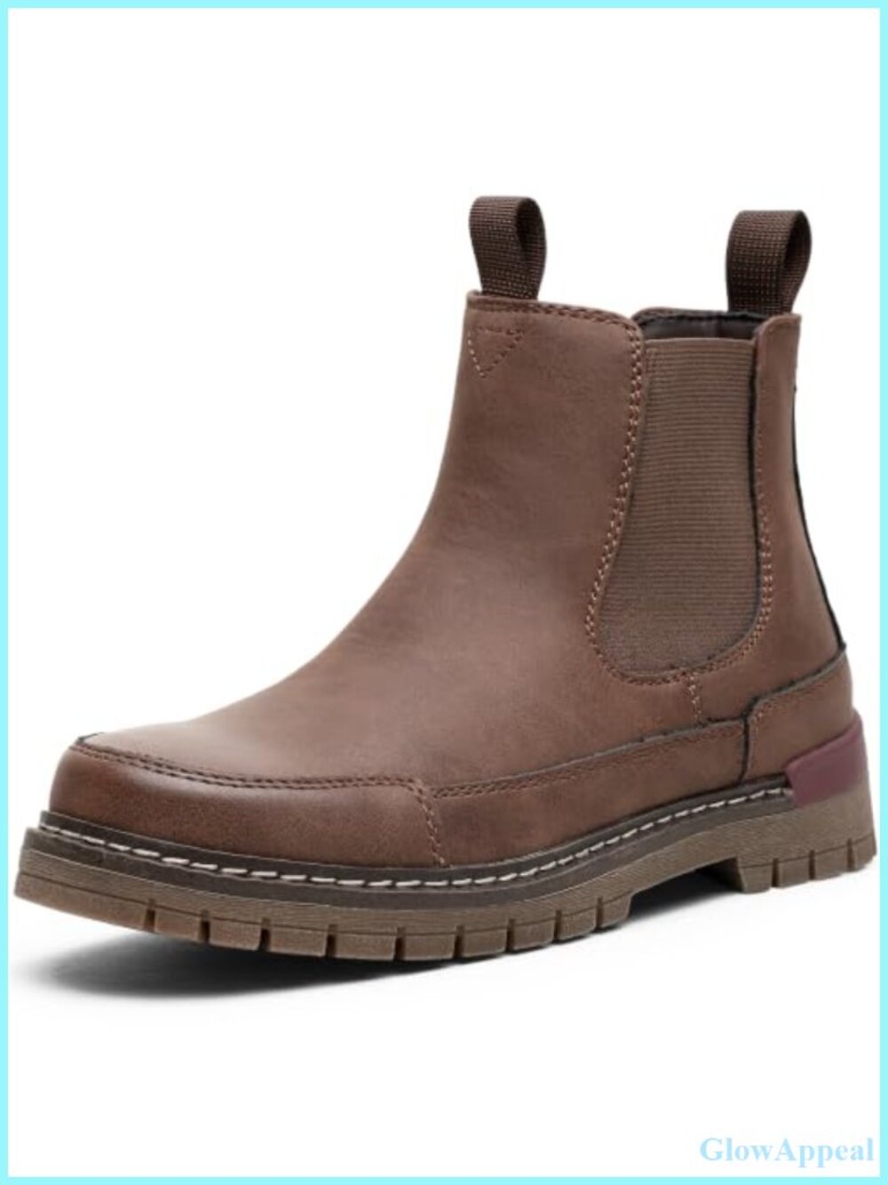 Faux Leather Chelsea Ankle Boots Round Toe Pull On Lug Sole Booties